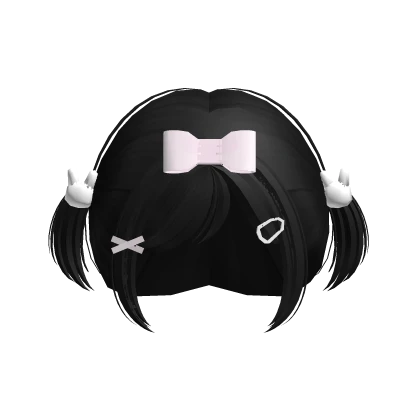 ♡ : kawaii black baby bunny pigtails w/ bow