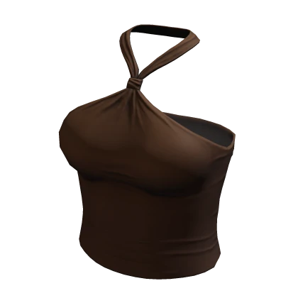 Halter Neck Top Brown Hem Baddie Tee Shirt Y2K