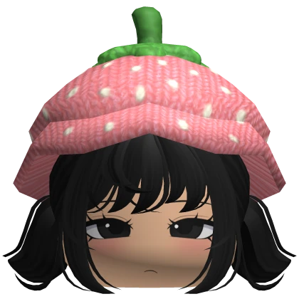 Cute Kawaii Anime Girl Pigtails w Strawberry Hat