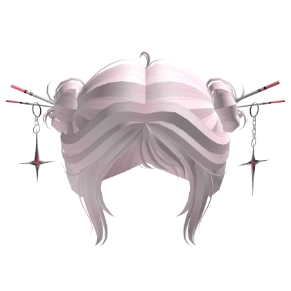Messy Cyber Punk Buns w/ Chopsticks - Pink