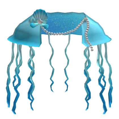 Cyan Jellyfish Skirt with Pearls & Seashell Bow