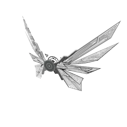 Glitching White Ancient Circuit Line Mecha Wings