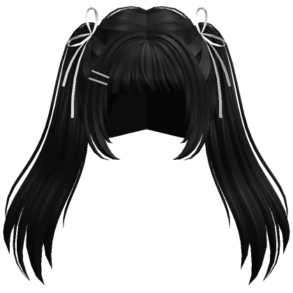 ♡ cutesy long pigtails w/ ribbons (black)