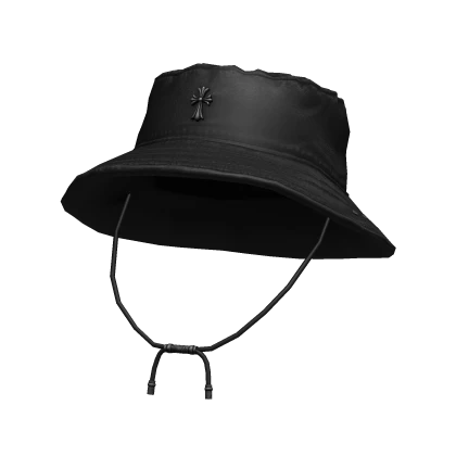 Black Emo Bucket Hat w Chrome Cross