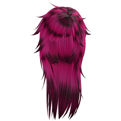 unkept messy long goth wolfcut in racoon pink