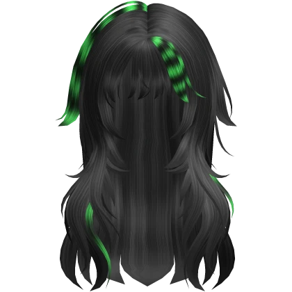 ♡ Black n green messy cute scene anime girl hair