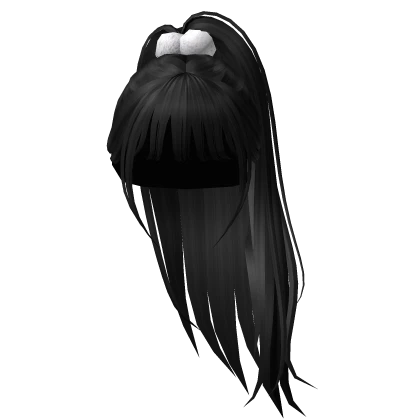 Cute Gal High Ponytail with Pom Poms (Black)