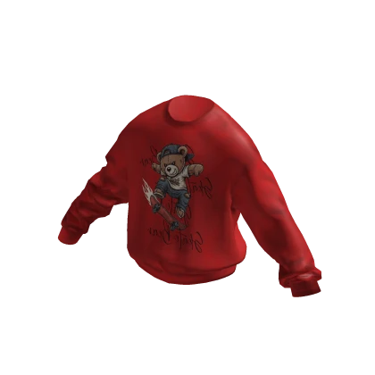 💜 Bear Print Sweatshirt_Red