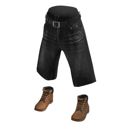 💗Y2K BERMUDA DENIM SHORTS WITH SHOES_BLACK