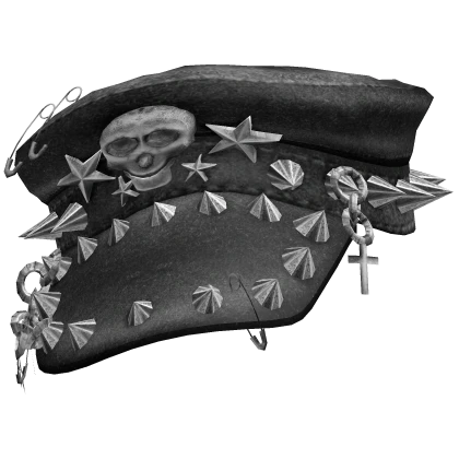 Y2k Goth Sideways Skull Cap (Black and White)