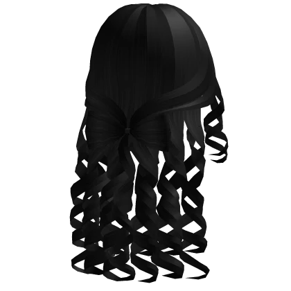 ♡ Black Curly Ribbon Waterfall