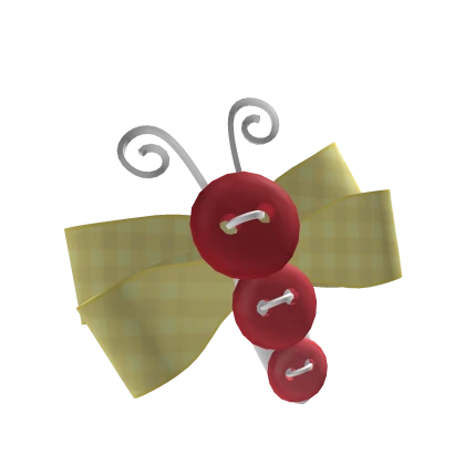 igari yellow and red ribbon button butterfly 