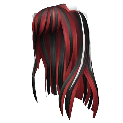 Long Red Bangs & Black Streaks w/ Bow