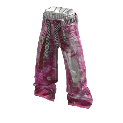 💜 Layered Grunge Denim jeans_Pink