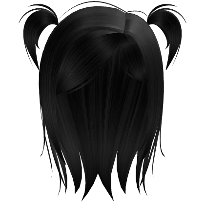 ♱ : side swept horror pigtails emo hair - black