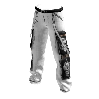 Emo Goth Cargo Pants White