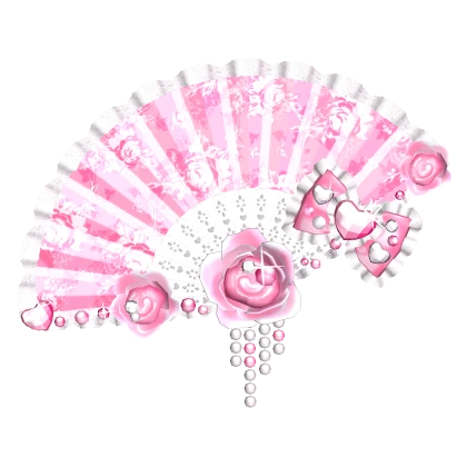 Hime Gyaru Princess Rose Fan in Pink and White