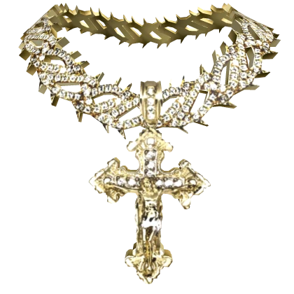 4.0 boy jesus piece cross w spiked necklace