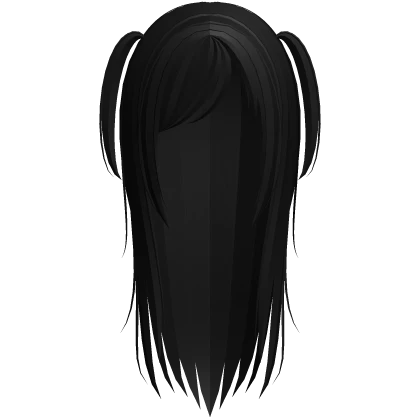 long wispy side bangs hair with pigtails in black