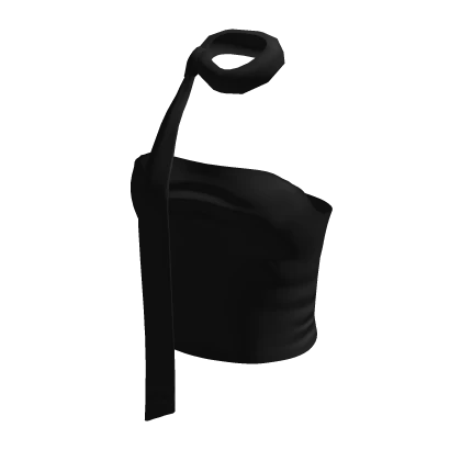 Short Top W/Neck Scarf - Black