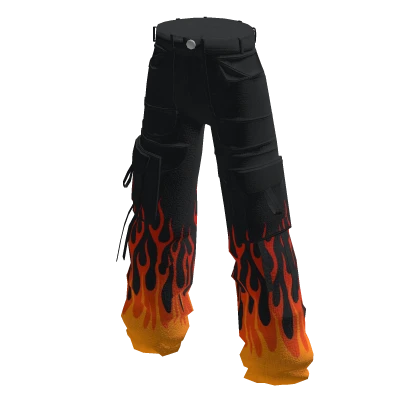 Orange Fire Flame Cargo Pants