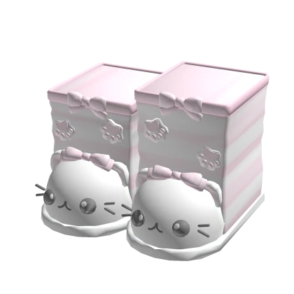 ꒰♡꒱ kawaii white cat slippers w/ paw socks
