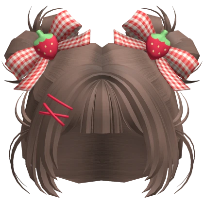 Strawberry Ribbon Pigtail Bun Hair 🍓