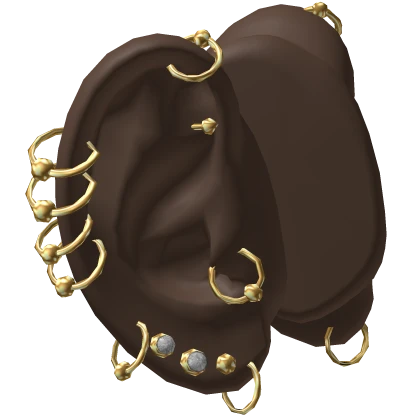 Ears w Gold Piercings Set 1 