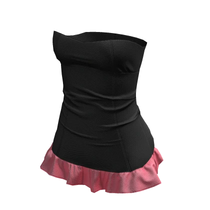 ☆ Chic Black n Pink Mini Dress Frills