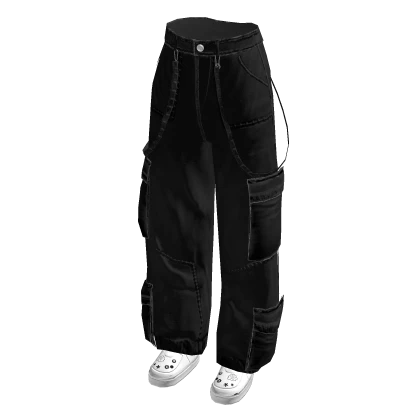 Black Cargo Jeans and shoes 