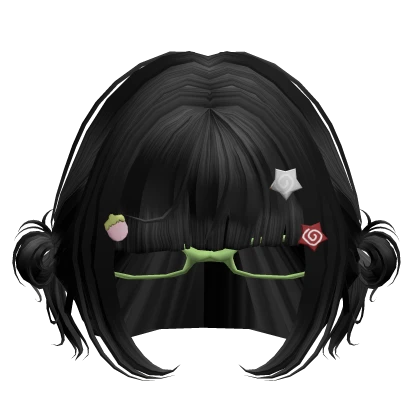 ♡ Igari Black Low Buns w/ Heisei Retro Accessories