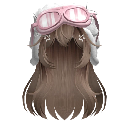 Brown Anime Long Hair w/ Y2K Goggles Ushanka