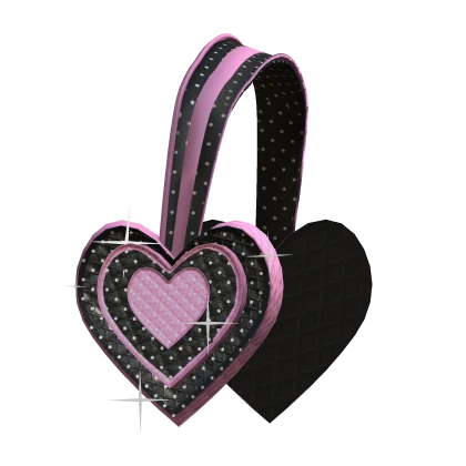 Mcbling Heart Headphones in Pink and Black 2000s