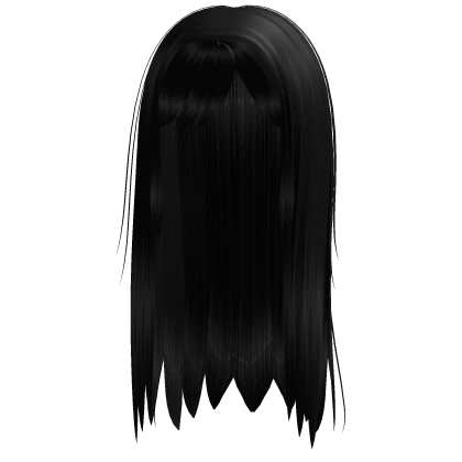 2000s Side Swept Online Girl Hair Black 