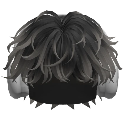 Messy Hair w/ White Skull Headphones (Black&Grey)