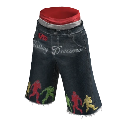 ʚ♡ɞ Saggy Baggy Red Graphic Blue Denim Shorts