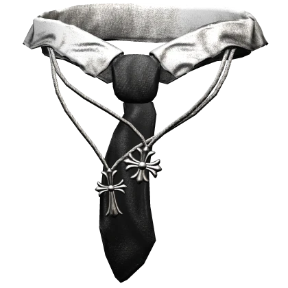 Black Tie w/ Layered Chrome Chains