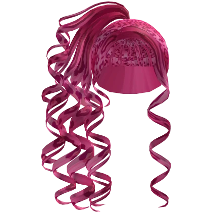 Gyaru Big Curly Side Ponytail in Hot Pink Leopard 