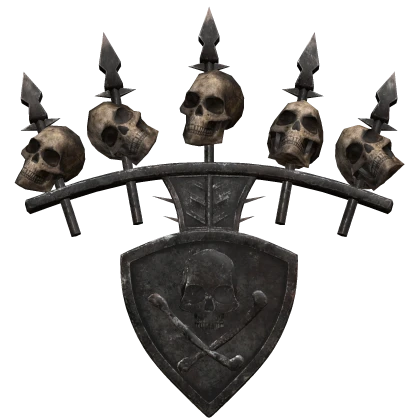 War Banner Back Metal Decoration With Skulls