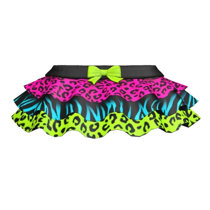 Leopard Zebra Print Ruffled Scene Skirt 1.0