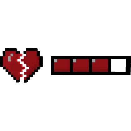 Red Broken Heart 8-Bit Health HP Bar