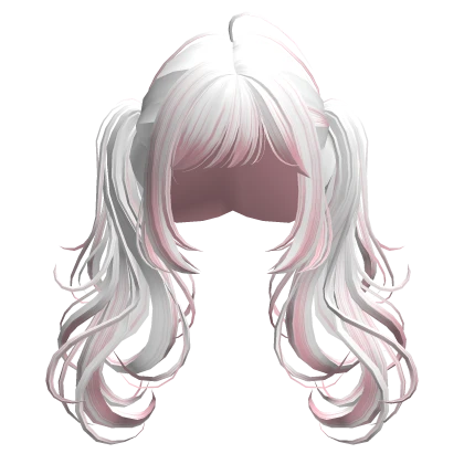 White & Pink Adorable Wavy Pigtails