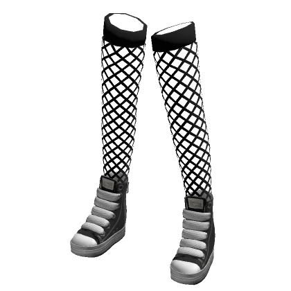 High Top Chunky Lace Shoes w/ Fishnets