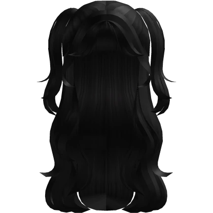 Wavy Layered Black Hair With Cute Ponytails

