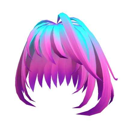 Blue & Pink Short Fluffy Anime Hair