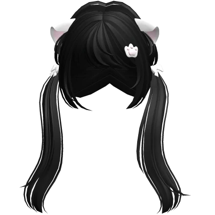 Kawaii Cat Ears w/ Paw Hairclip Hair (Black)
