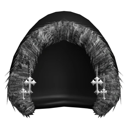 Fur Lined Winter Hood w Cross 