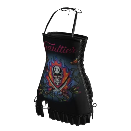 Y2K Punk Skull Dress | Black