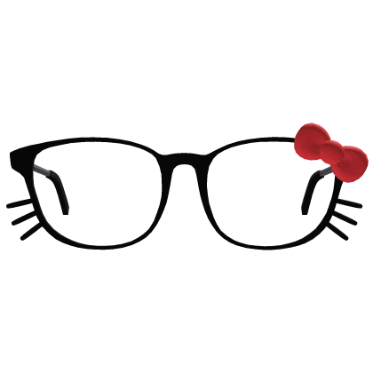 Kitty Red Bow Black Glasses