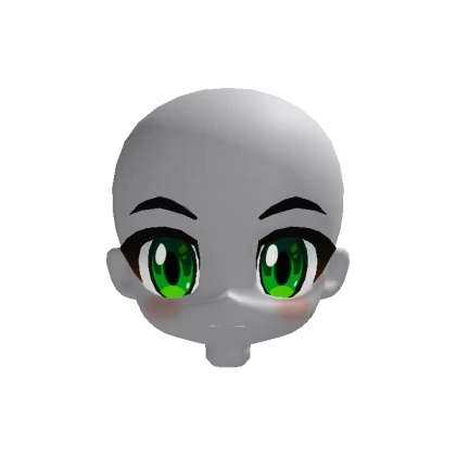 Anime Chibi Head with Green Eyes